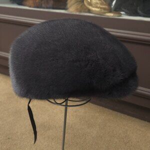 Dark Blue Iris Mink Fur Kangol Hat